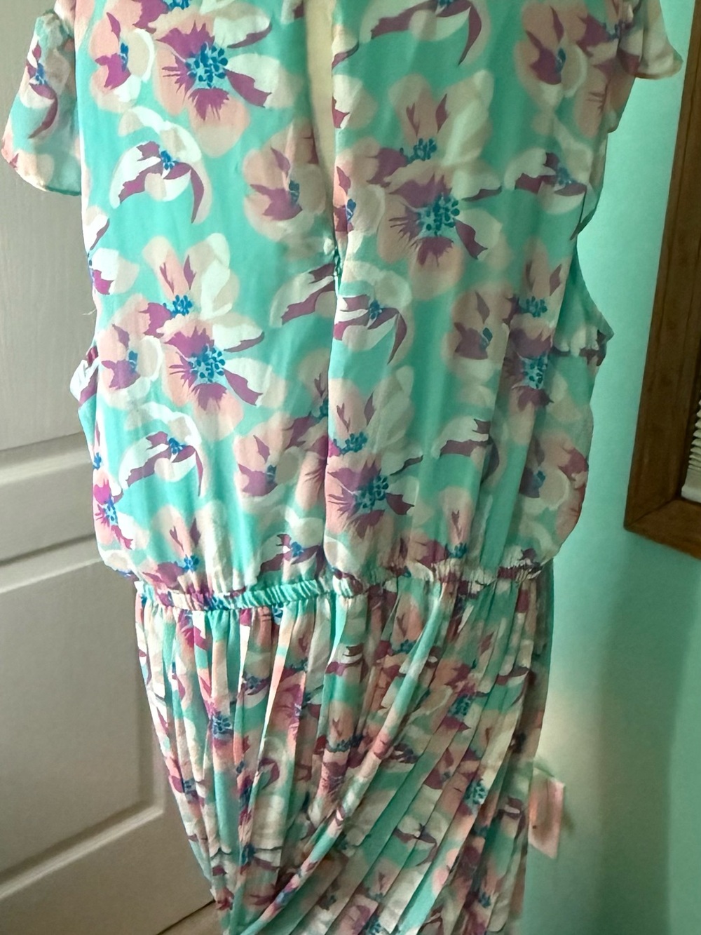 Ashley Nell Tipton Mint Floral Pleated Dress with Pink & Purple Accents 3X - Picture 2 of 16
